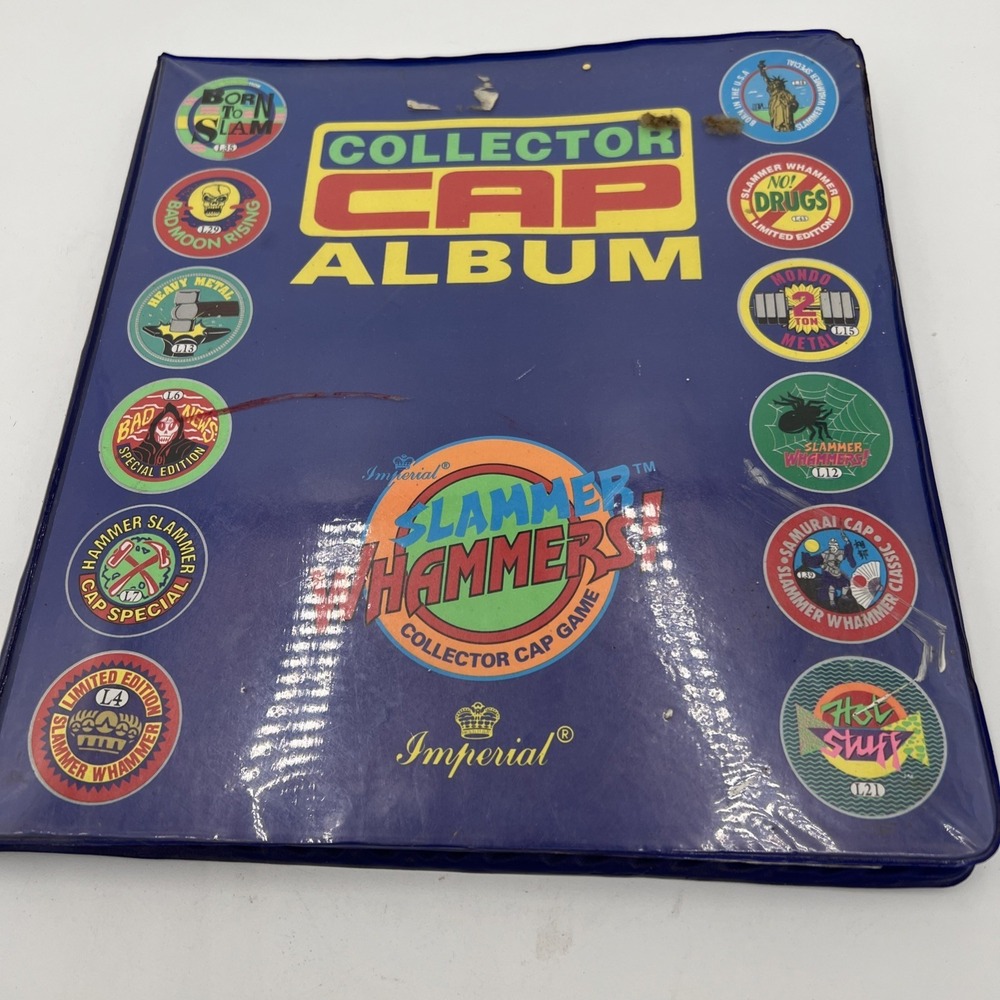 Official Vtg 90s Imperial Binder Slammer Whammers Pogs Large Lot 148 Slammers